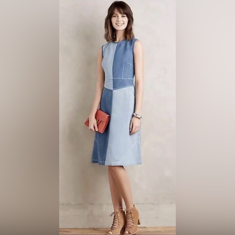 Anthropologie Holding Horses Women’s Size 10 Denim Patch Dress
